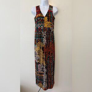 Vintage 90s Robbie Bee Sleeveless Maxi Dress Size PM Petite Medium Colorful